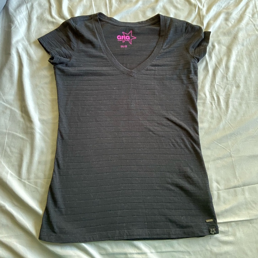 Garage Black Striped Glittered Tee